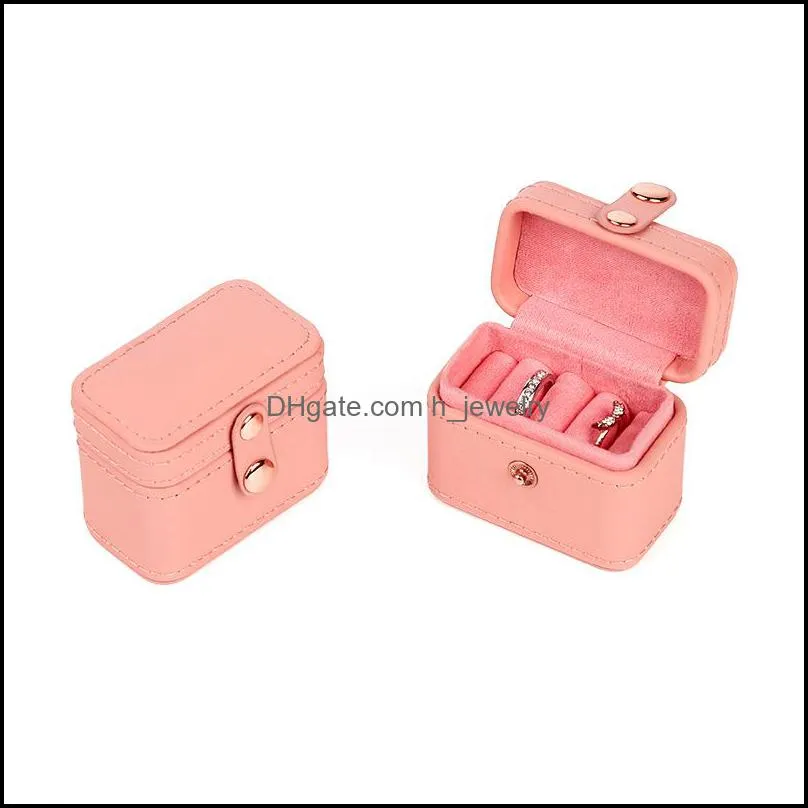 jewelry pouches bags mini snap leather ring storage box earring bangle display case organizer 3410 q2