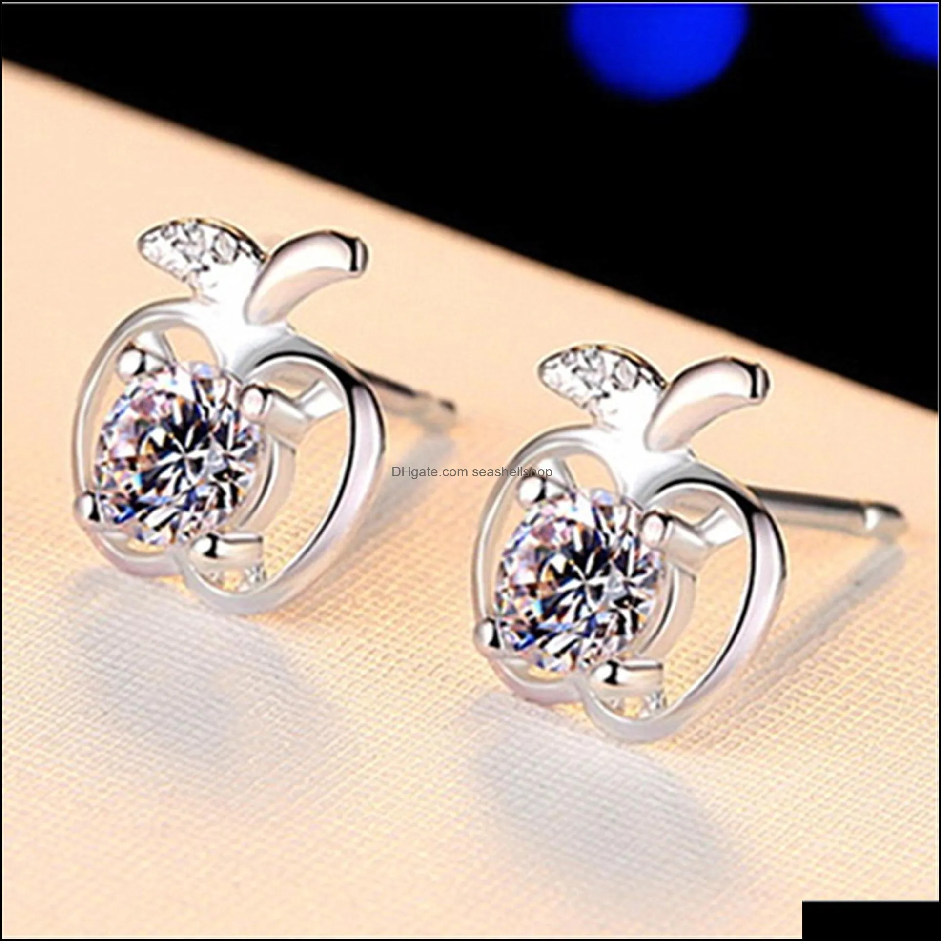 silver earring fashion fruit  stud earring for women wedding minimalist jewelry amethyst earrings