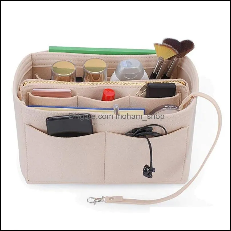 storage bags make up organizer felt insert bag for handbag travel inner purse portable cosmetic fit various functional