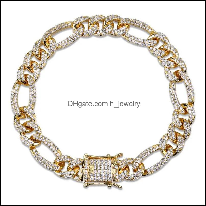 bracelets bangles jewelry fashion hip hop men women micro pave glaring zircon tennis luxury 18k gold plated chain bracelets 3488 q2