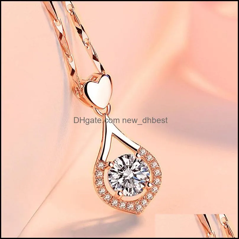 fashion love dropshaped pendant necklace tenderness like water zircon highend luxury fashion womens gift necklace dh 
