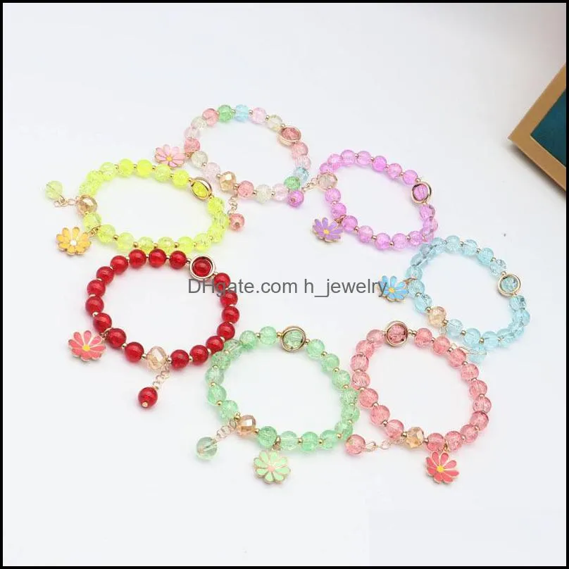 s2361 fashion jewelry strands colorful crystal resin beaded bracelet flower pendant beads elastic bracelets c3