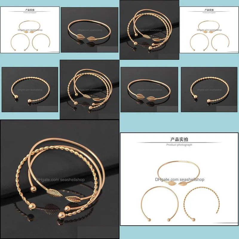 simple geometric bracelets sets 3 pcs/set engraving gifts summer beach accessories charm bracelet