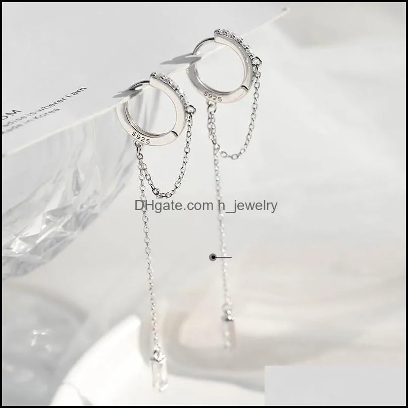 925 sterling silver tassel round bead long drop dangle earrings for women personalized hip hop trend with diamond party wedding 102c3