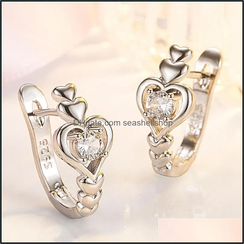 heart earrings for women jewelry silver earring gold split color hearttoheart stud earrings