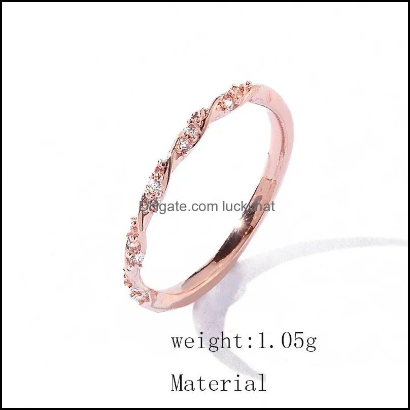 2020 high quality tiny twisted rings for women cubic zircon intertwined starlight couple ring fashion wedding engagement jewelryy