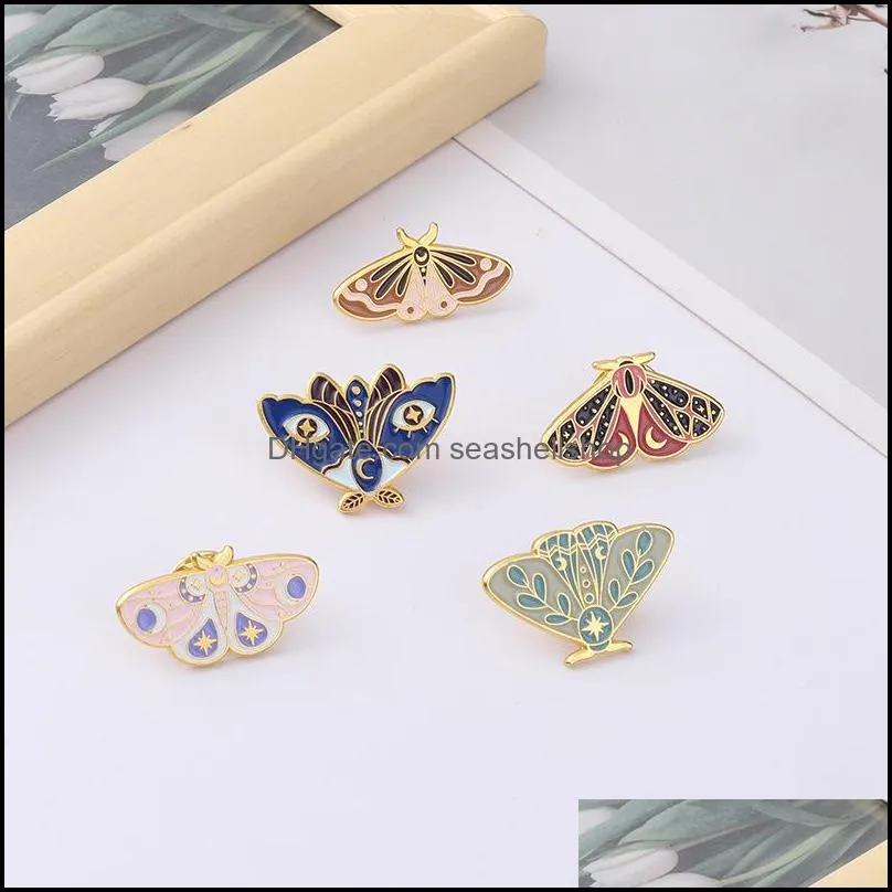 women insect series clothes brooches butterfly moth model drop oil pins european alloy moon eye enamel  backpack badge jewelry