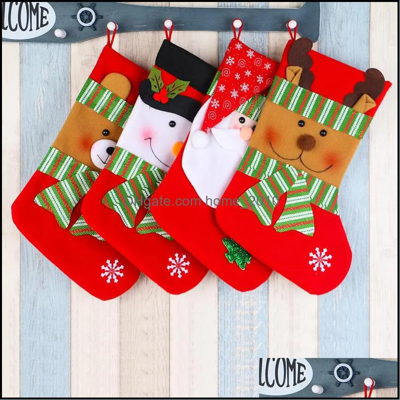 christmas socks candy gift ornament santa snowman reindeer stocking xmas tree decoration hanging bag wy13