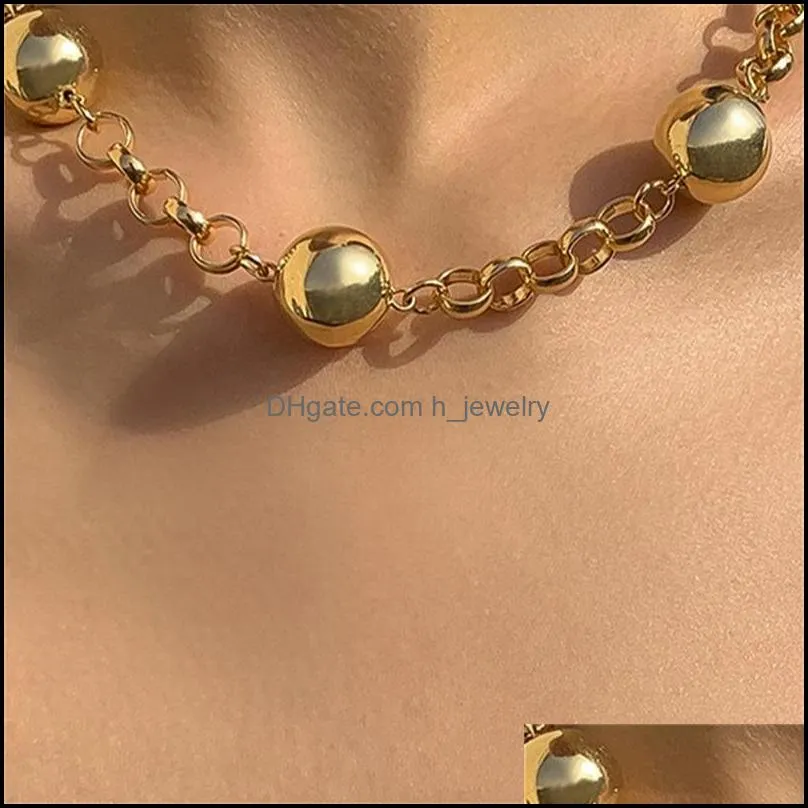 chains shixin punk short choker necklace pendant small ball ccb chain clavicle fashion for women statement 3504 q2