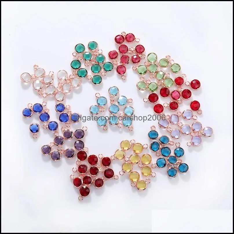 birthstone crystal charms month birthday stones for handmade diy jewelry making 6mm gold plated charm wholesale