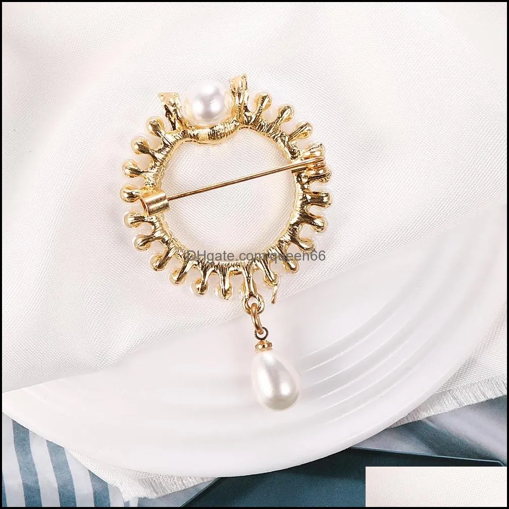 floral freshwater pearl brooch pin crystal rhinestones flower brooches for women bouquet sweater scarf clothing accessories