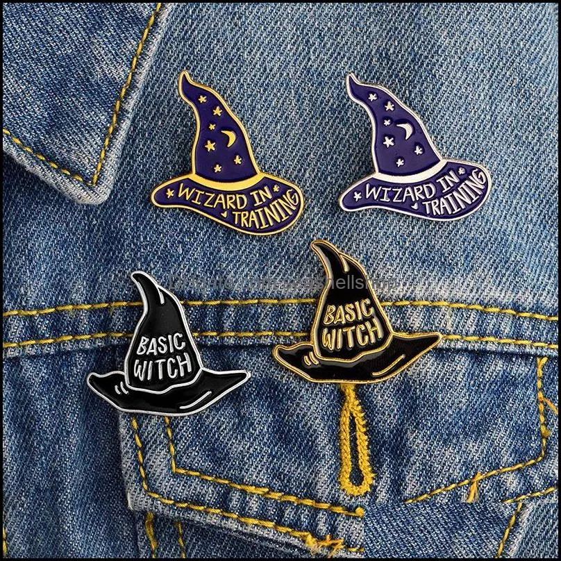 wizard in training basic witch hat brooches button pins denim jacket pin badge for bag tshirt jewelry gift for kids friends 315c3