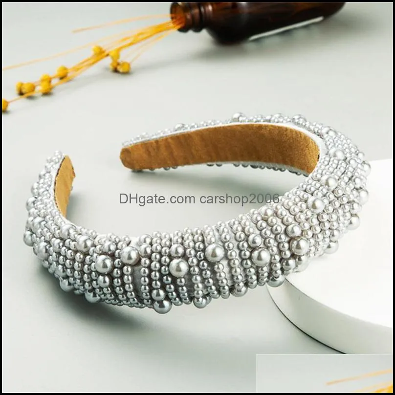  arrival beautiful sponge headband densely covered pure color design artificial pearls luxurious women hair band 853 q2