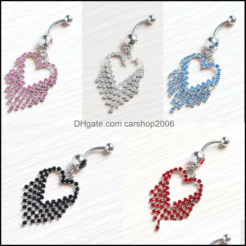 belly button navel rings 5 colors mix heart style umbilical ring body piercing jewelry dangle ornaments 3 1hz y2