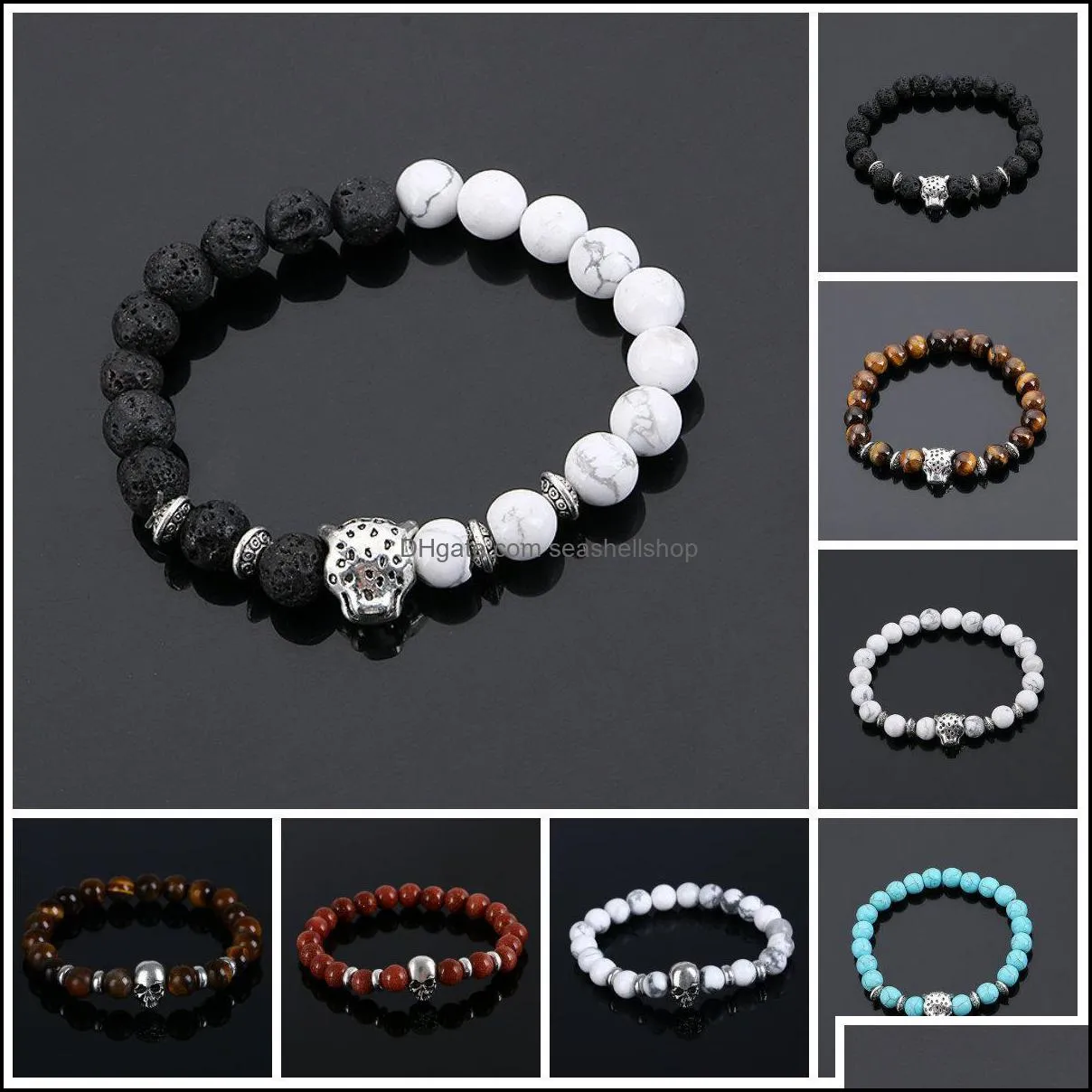 charm bracelet men bracelets gold plated leopard matte onyx natural stones for women men bead bracelet