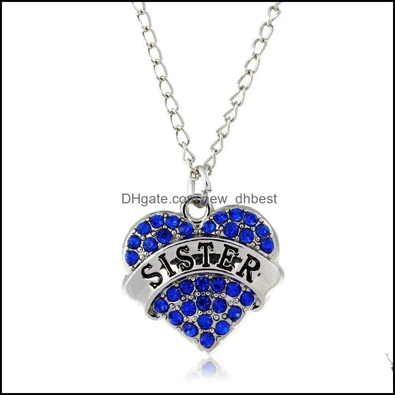 pretty necklaces pendant fashion crystal rhinestone heart mom mum daughter sister pendant necklace family gifts pendant necklaces dh 