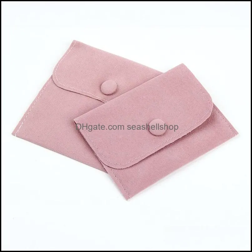 jewelry gift packaging envelope bag with snap fastener dust proof jewellery gift pouches made of pearl velvet pink blue size choice 503