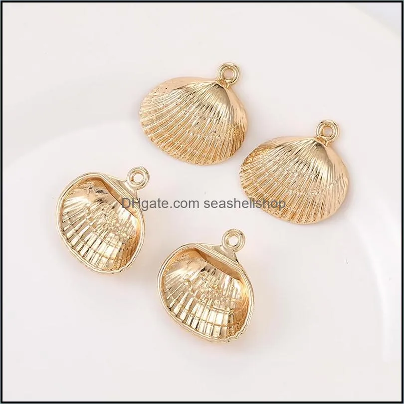high quality gold shell pendent zinc alloy color preserving electroplating accessories charms necklace bracelet connectors jewelryz