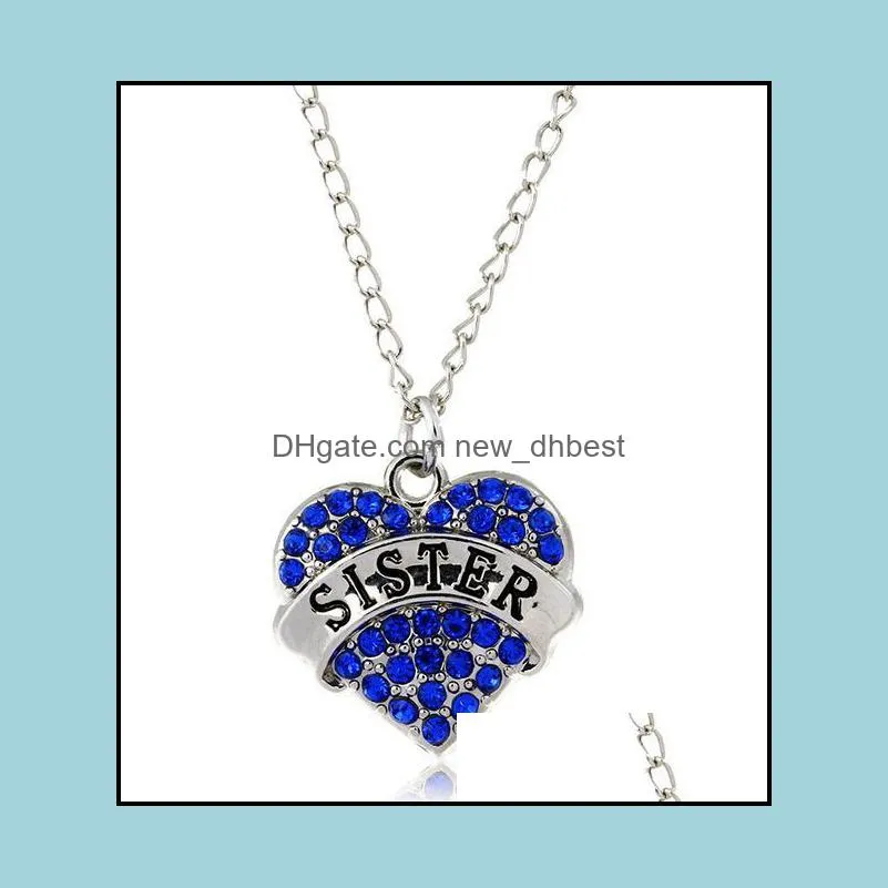 pretty necklaces pendant fashion crystal rhinestone heart mom mum daughter sister pendant necklace family gifts pendant necklaces dh 