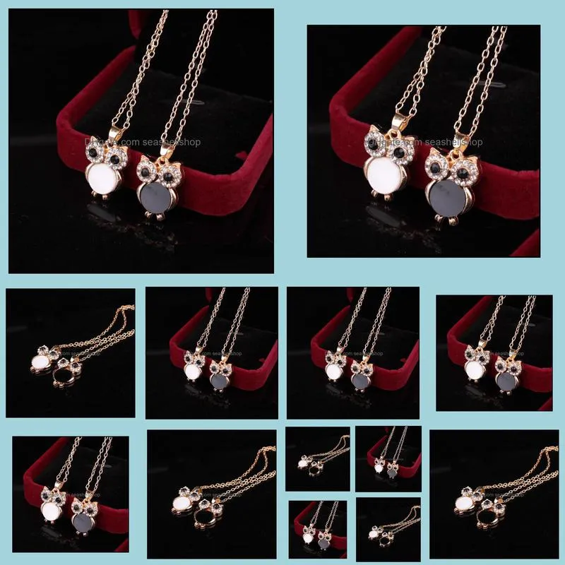 pretty owl necklaces beautifully luxury shell crystal necklace collier collares long chain maxi necklace