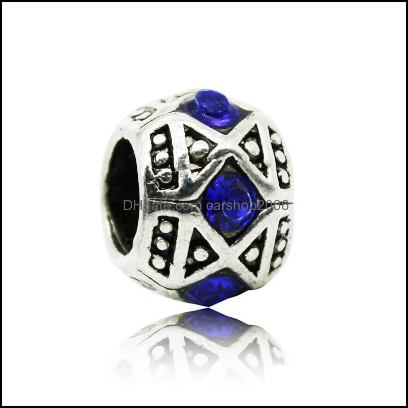 alloy space charm bead side crystal rhinestone big hole fashion women jewelry european style for pandora bracelet 47 w2