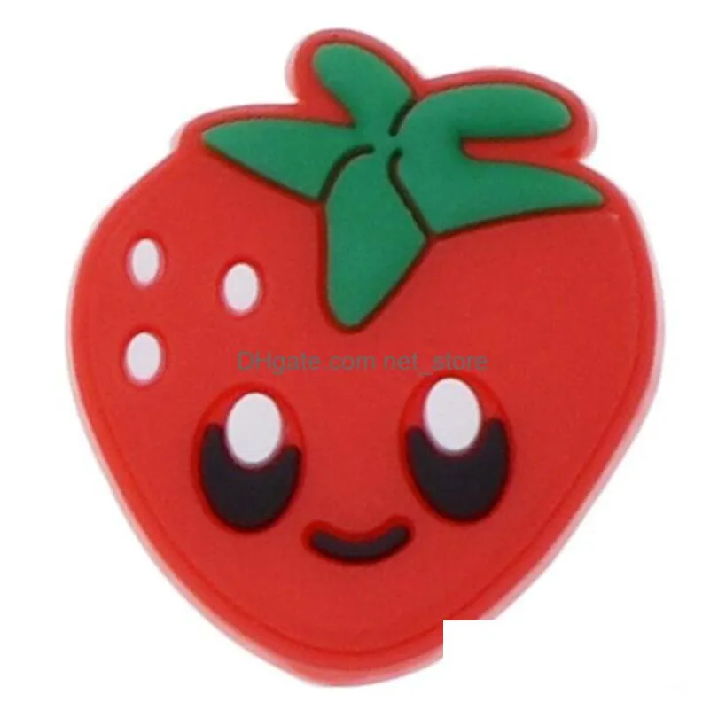 red strawberry croc charms pvc garden shoe flower fashion shoes accessories clog wristband decoration buckle gift