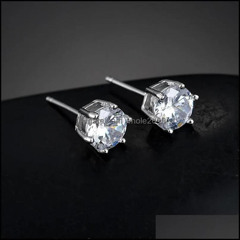 fashion love triangle star water drops round square zircon monolithic earrings 7 styles silver earring one week jwerly gift for