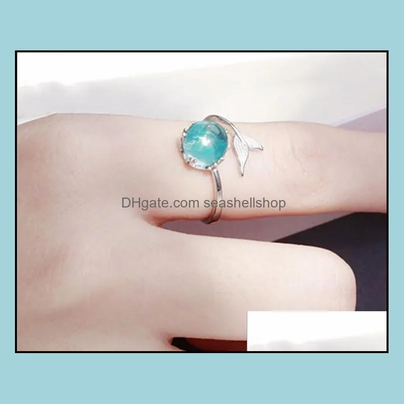 mermaid foam ring hand jewelry female temperament versatile simple personality fishtail ring