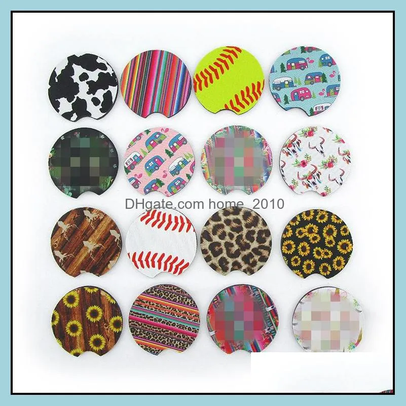 18style baseball softball design neoprene car coasters party favor carcup holder coaster for cars cup mugs mat contrast home decor accessories