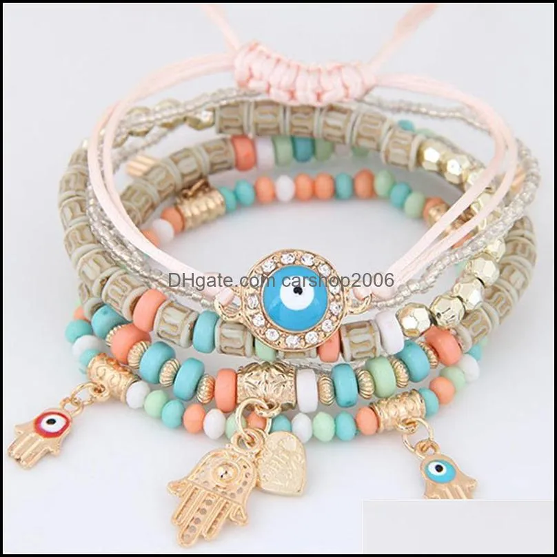 kabbalah fatima hamsa hand evil eye charms bracelets bangles multilayer braided handmade beads pulseras for women men gd1223 483 q2