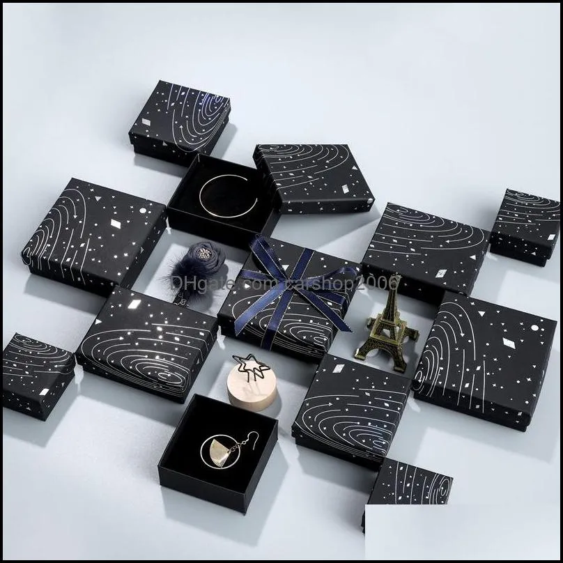 jewelry display box starry sky pattern gift case for bracelet necklace ring packaging present wedding bride jewelry organizer w1219 780
