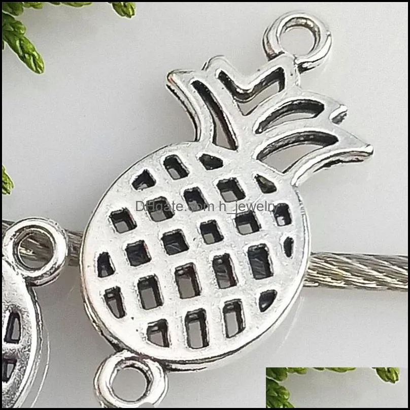 20pcs 13x27mm silver color pineapple charms connector fit necklaces pendants bracelets making diy handmade jewelry accessories c3