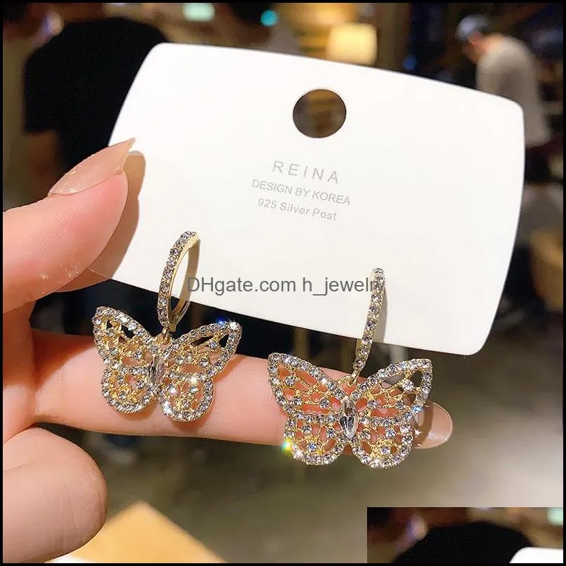 fashion cute gold color butterfly charm earrings for women gifts jewelry premium luxury zircon earrings 20220226 t2