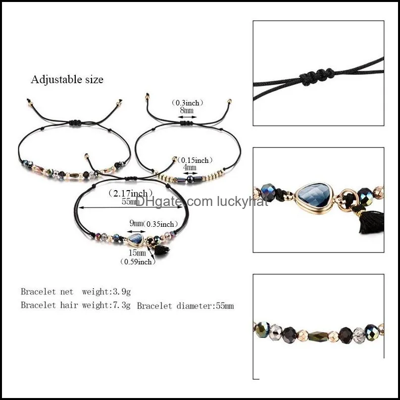 1 set adjustable boho colorful handwoven multilayer bracelets wax rope bracelet for women valentines day jewelry gift