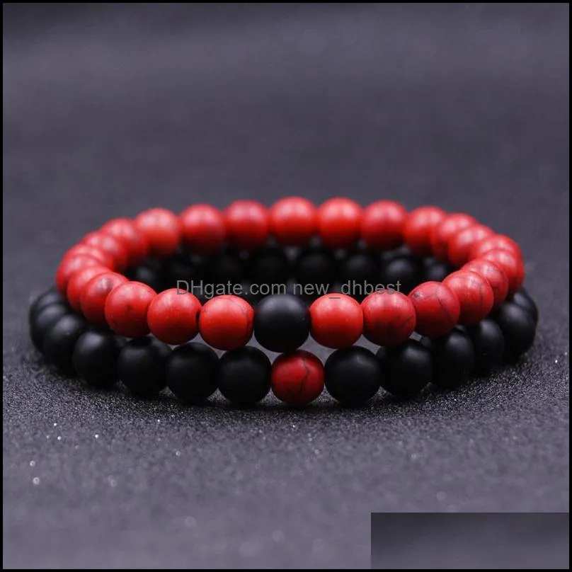 distance bracelets for lovers 2pcs/set yin yang stone beaded bracelets friend couple bracelet dh 