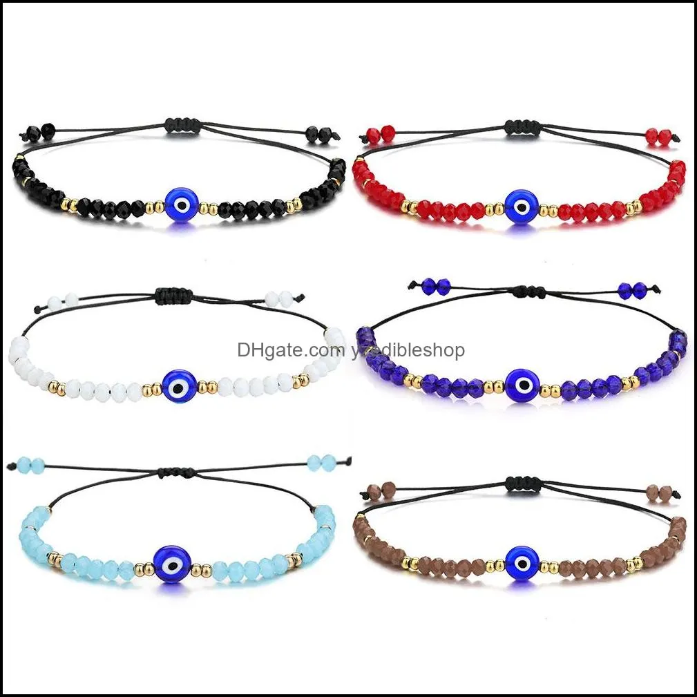 braided evil blue eye strands bracelet handmade jewelry colorful crystal beads bracelets for women girl