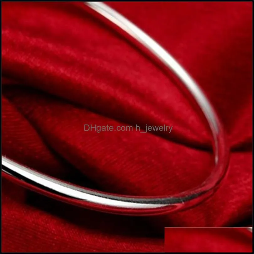 925 sterling solid silver bracelet fashion personality simple smooth bangles for women wedding engagement jewelry 1245 t2