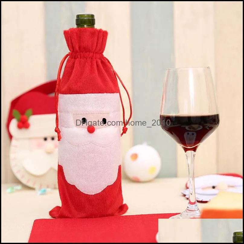 santa claus gift bags christmas decorations red wine bottle cover bags xmas santa champagne wine bag xmas gift 31x13cm wq101