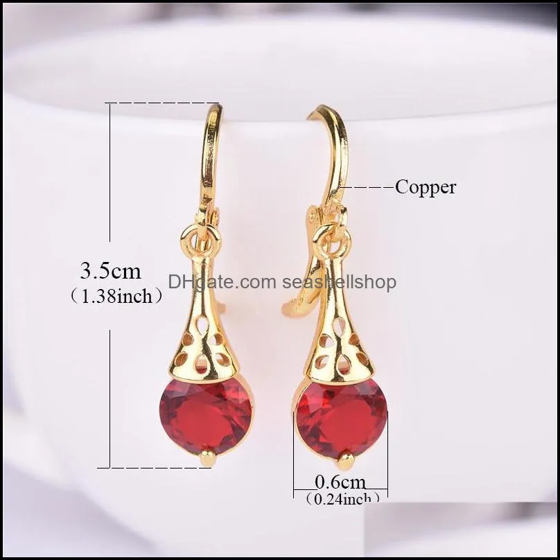 colorful crystal dangle earrings gold ear clips iridescent hypoallergenic gold coated for women hoop drop statement earringsz