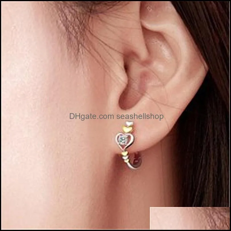 heart earrings for women jewelry silver earring gold split color hearttoheart stud earrings