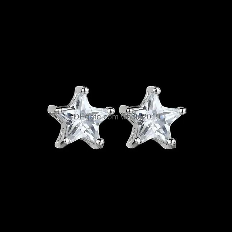 fashion love triangle star water drops round square zircon monolithic earrings 7 styles silver earring one week jwerly gift for