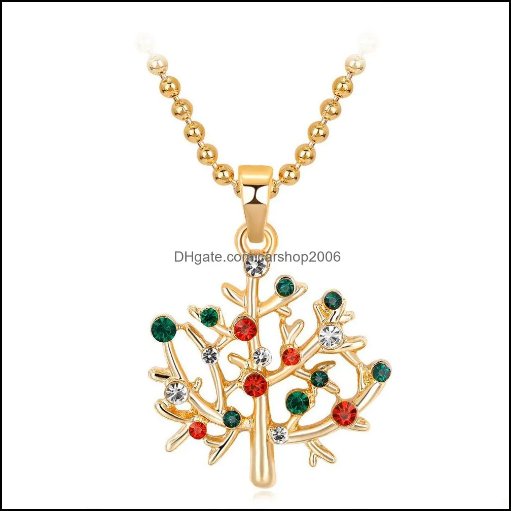 2021 alloy necklace fashion christmas tree hat santa claus pendant necklaces wholesale