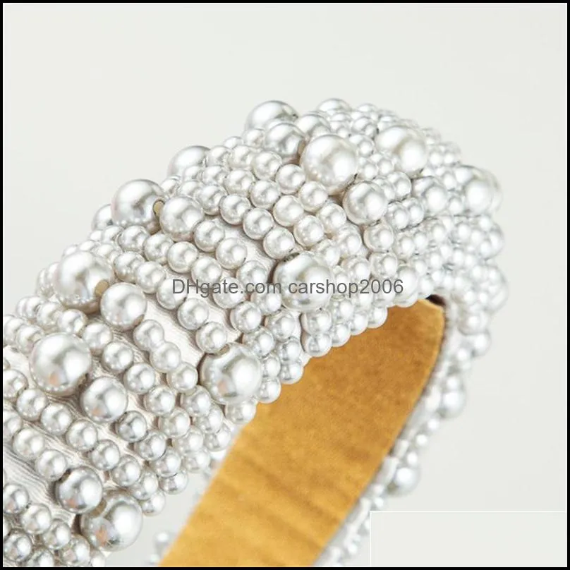  arrival beautiful sponge headband densely covered pure color design artificial pearls luxurious women hair band 853 q2