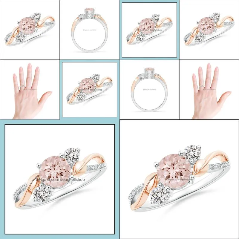 leaf zircon ring electroplating silver color glossy rhinestone creative ladies jewelry rose gold rings