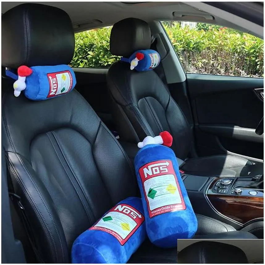 NOS Lachgas Flasche Neue Plüsch Spielzeug Kissen Gefüllte Weiche Turbo JDM  Kissen Geschenke Auto Decor Kopfstütze Rückenlehne Sitz Hals