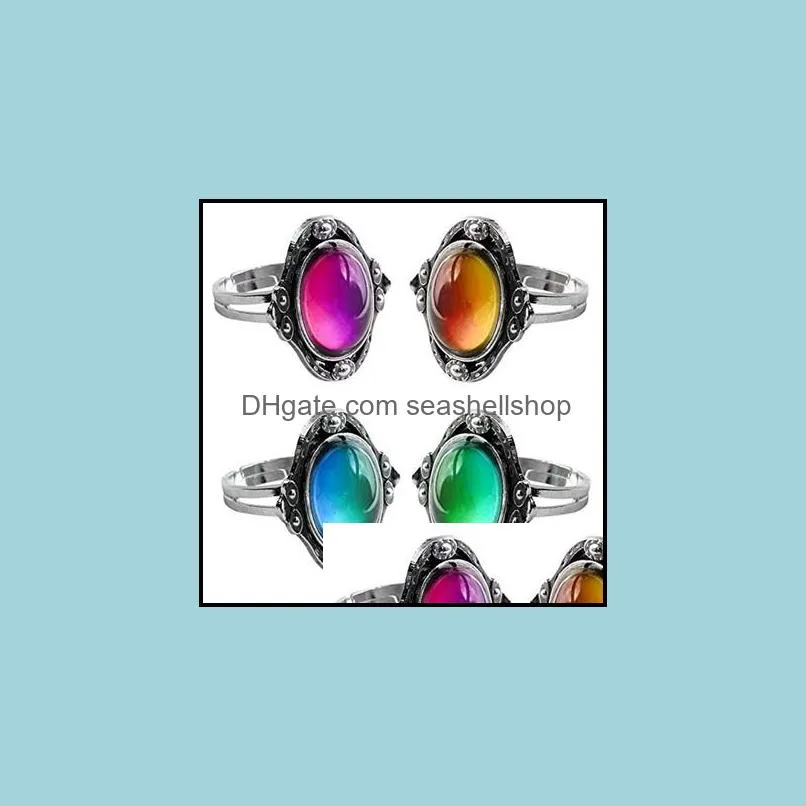 color change mood ring oval emotion feeling changeable ring temperature control thermochromic gemstone ring