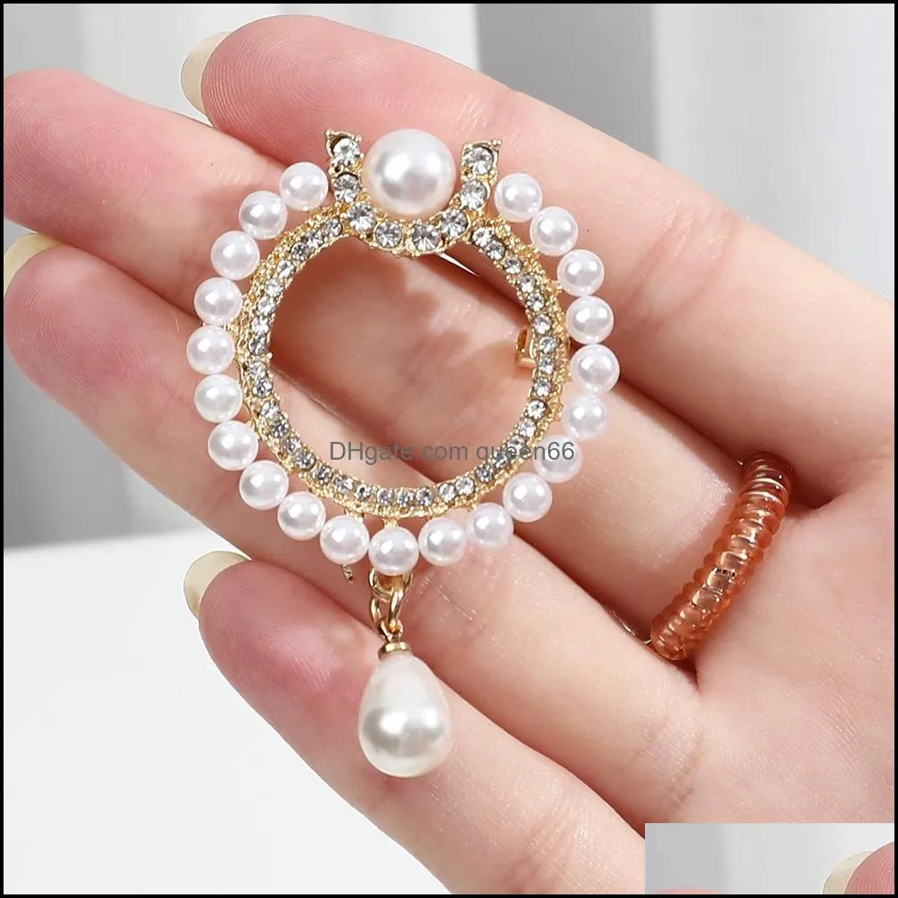 floral freshwater pearl brooch pin crystal rhinestones flower brooches for women bouquet sweater scarf clothing accessories