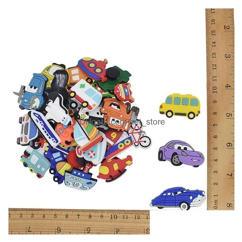 33 style transportation shoe accessories pvc shoecharms buckle fashion decoration soft rubber for croc shoes