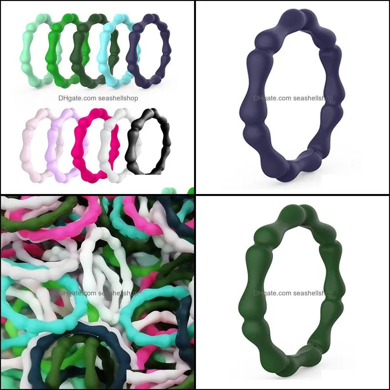 fashion food grade fda silicone rings hypoallergenic flexible 3mm bamboo silicone finger rings for women wedding rubber bands