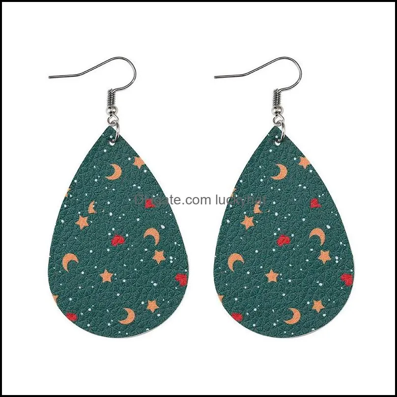  fashion teardrop leather earrings bohemian colorful pu leather earrings for women girl christmas gift jewelryz